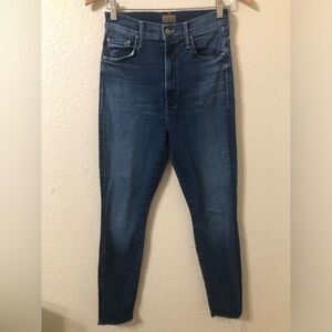 MOTHER High Waisted Rail Ankle Fray High Fidelity Blue Denim Jeans - Size 28